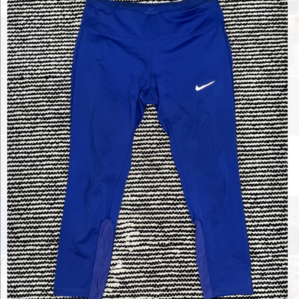 Royal blue Nike leggings with mesh